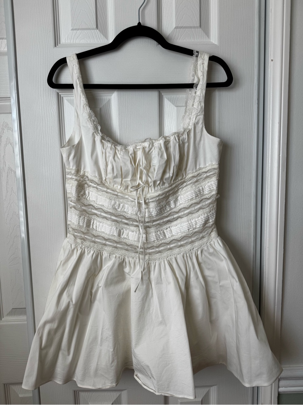 House of CB Ivory Lace-Trim Mini Dress